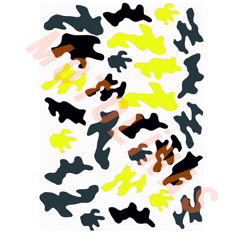 STİCKER SETİ [A4] [KAMUFLAJ SİYAH/SARI] - UNİVERSAL