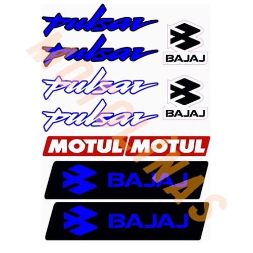 STİCKER SETİ [A4] [BAJAJ PULSAR 10 PARÇA] LACİVERT - UNİVERSAL