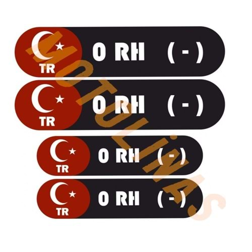 KAN GRUBU KASK ETİKETİ 4 PARÇA 0 RH (-) ÜRETİM