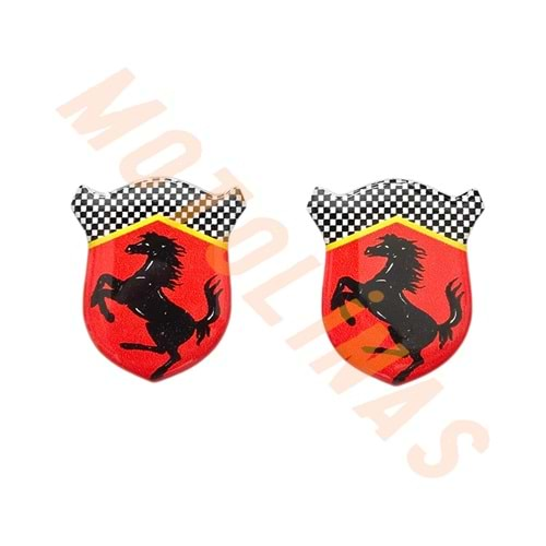 STİCKER 3D DAMLA MİNİ FERRARİ [KIRMIZI] 2 Lİ 3cm X 2,5cm - UNİVERSAL