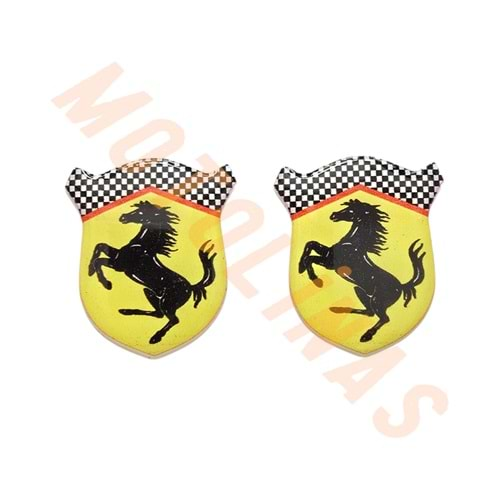 STİCKER 3D DAMLA MİNİ FERRARİ [SARI] 2 Lİ 3cm X 2,5cm - UNİVERSAL