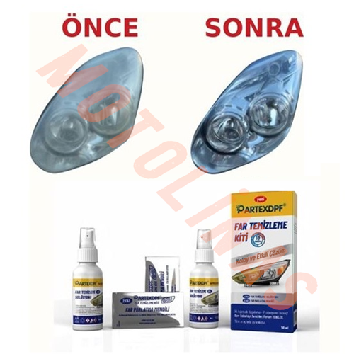 MOTOSİKLET FAR TEMİZLEME KİTİ SET ZIMPARASIZ SPREY 5 DAKİKA KOLAY KULLANIM