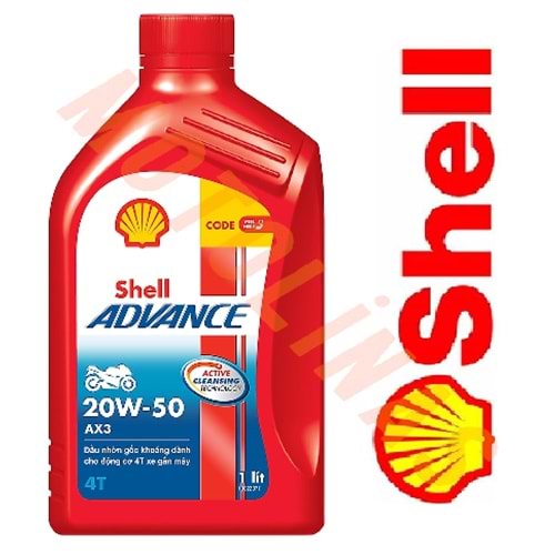 SHELL Adcence Ax3 20W50 4T Yağ 1 Litre Kırmızı Kutu