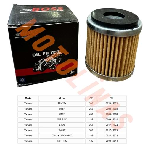 KAĞIT YAĞ FİLTRESİ [BS141] - YAMAHA TRICITY300,WRF250/450, X-MAX250/300,X-MAX / IRON MAX125, YZF R125