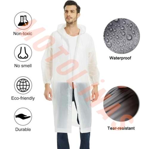 YAĞMURLUK ŞEFFAF [KALIN] - BİSİKLET MOTOSİKLET