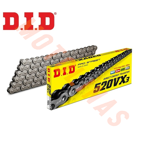 DID ZİNCİR [ORJİNAL-MADE IN JAPAN] 520VX3 ÇELİK X-RİNG 112 BAKLA