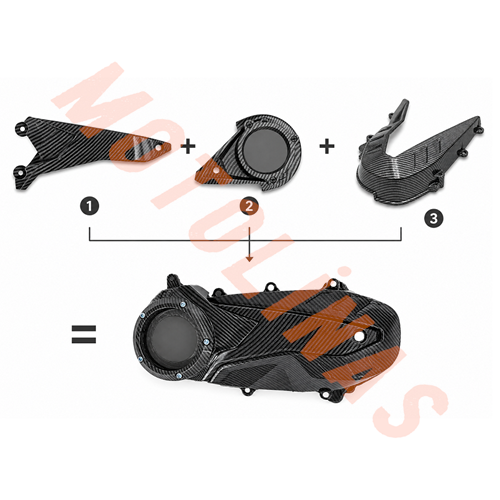 DEBRİYAJ KAPAĞI 3 PARÇA SET [CAMLI KARBON] - PCX 2021-2026 UYUMLU